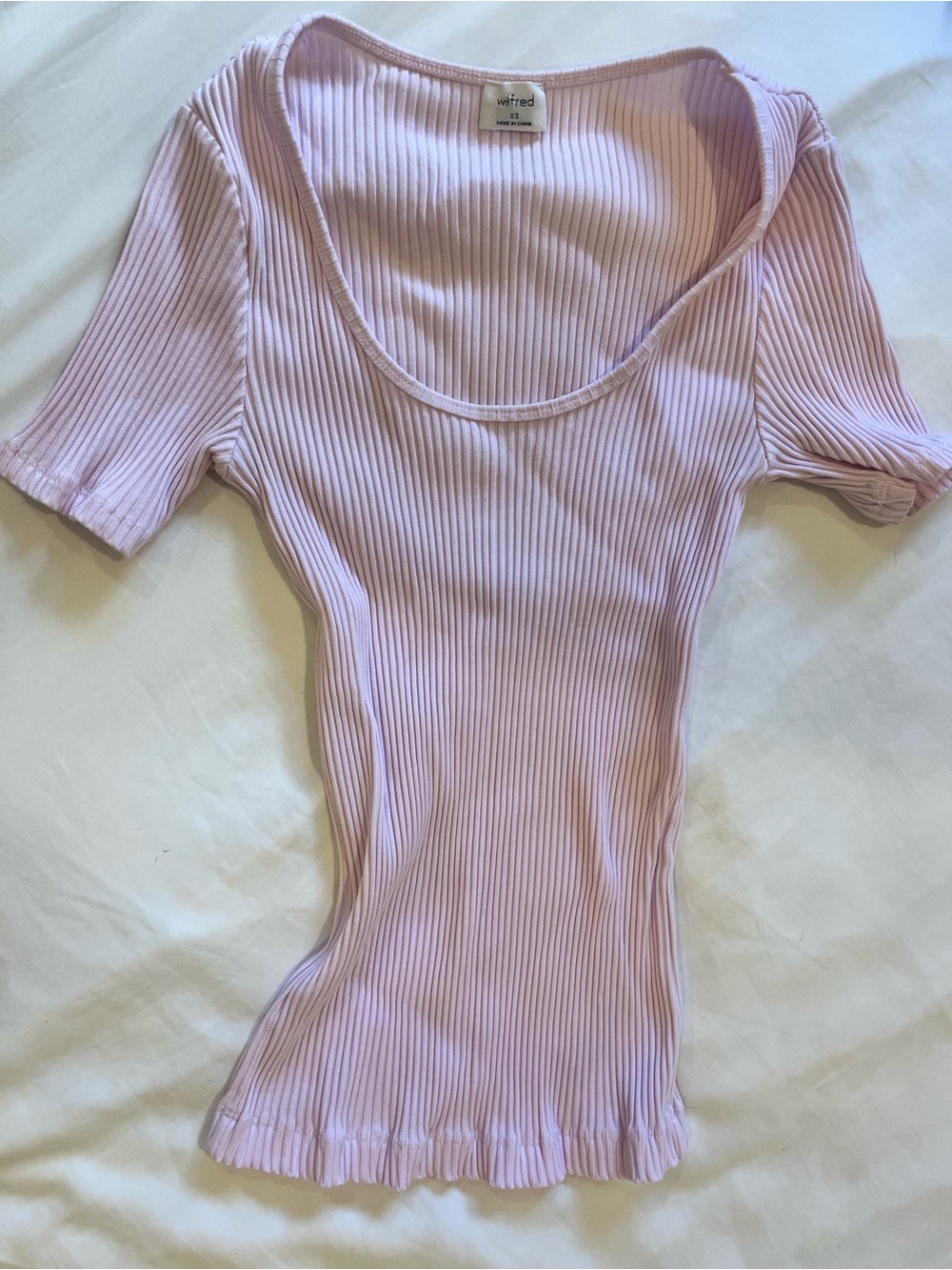 Wilfred Scoop Neck Ribbed Short Sleeve Top - Light Lilac